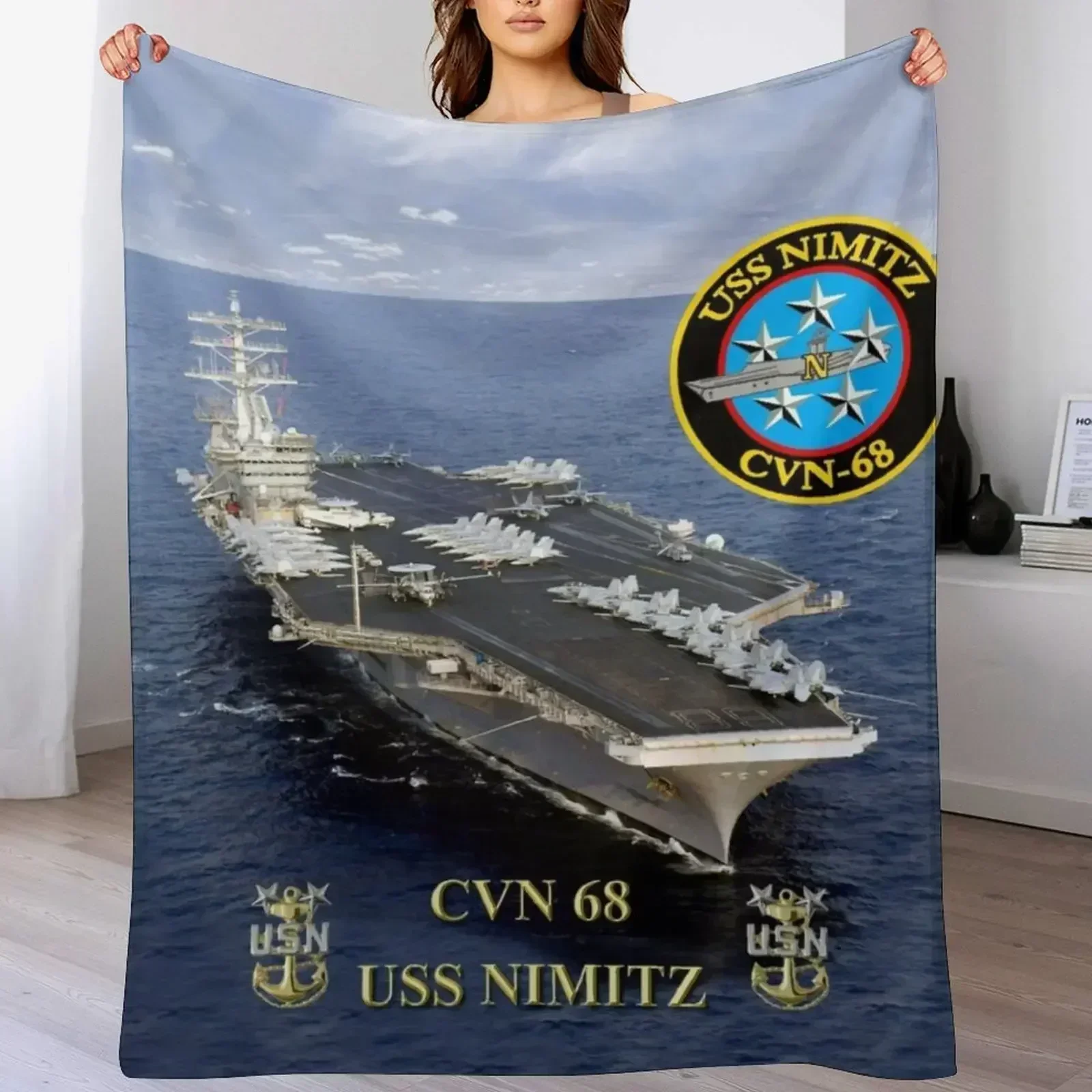 Фото Плед CVN-68 USS Nimitz, уютный плед из микрофибры для дома и спальни №4