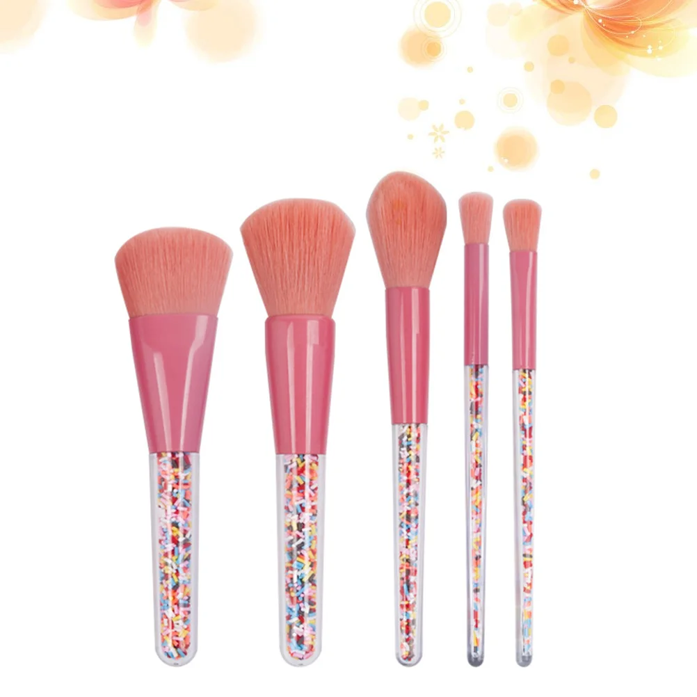

5pcs Colored Granules Handle Brushes Makeup Brushes Set Assorted Brushes Beauty Care Supplies for Female