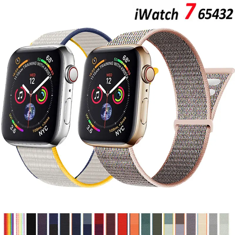 

Ремешок нейлоновый для Apple Watch Band 40 мм 44 мм 45 мм 38 мм 42 мм 41 мм, спортивный браслет для смарт-часов iWatch Series 7 6 5 4 3 SE