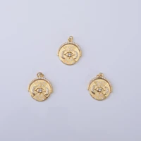 turkish style fatima devil eye round badge necklace clasp copper gold plated collarbone chain earring charms wholesale bulk