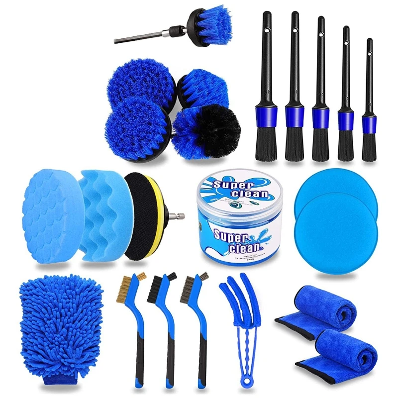 

24Pcs Car Detailing Brushes Cleaning Brush Set Cleaning Wheels Tire F19A
