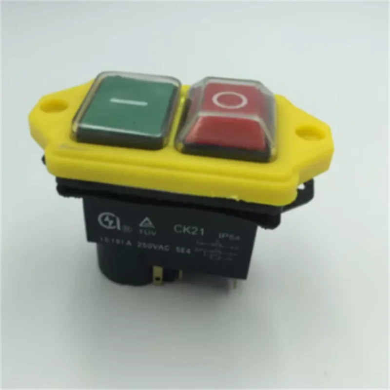 

CK21 2-Button IP54 Waterproof Botton 5-Pin Momentary Electromagnetic Switch 250VAC 16A(12)A 5E4 Cutting Machine