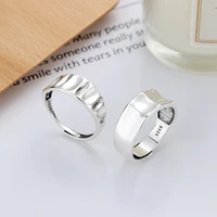original 925 sterling silver rings for women korean retro style make old water ripple adjustable couple ring fashion jewelry