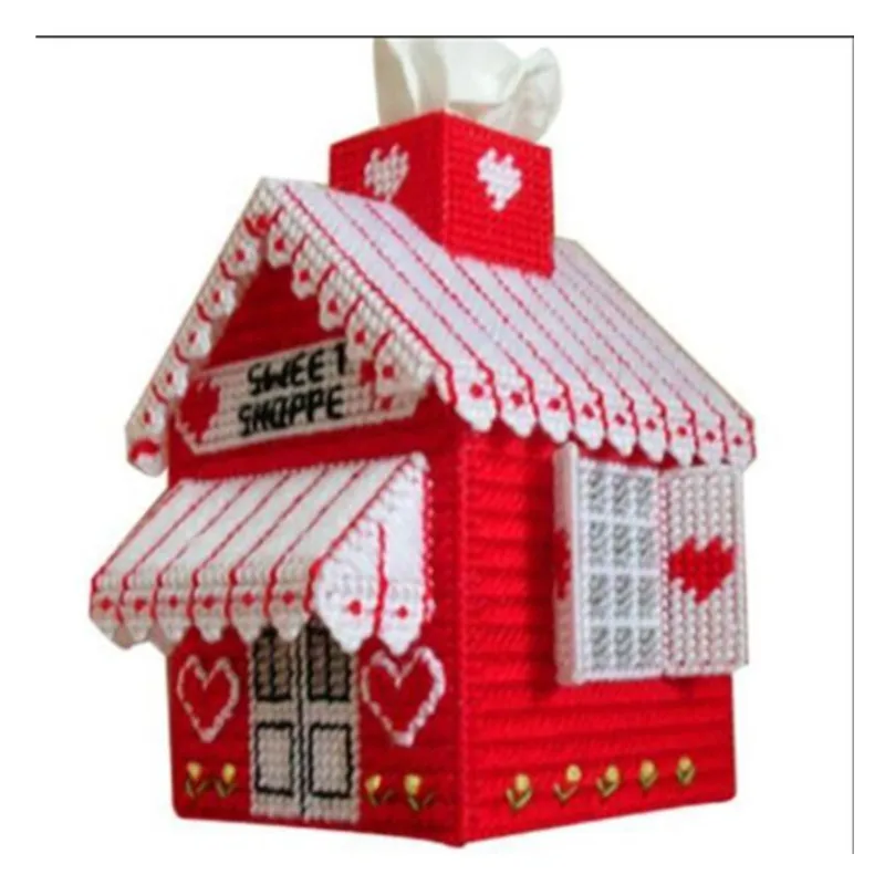 

15x14x20cm Villa Country House storage tissue box embroidery kit DIY handmade craft set Crocheting knitting needlework supplies