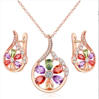grier colored zircon sets bridal wedding jewelry sets necklace earring women fine jewelry crystal gift