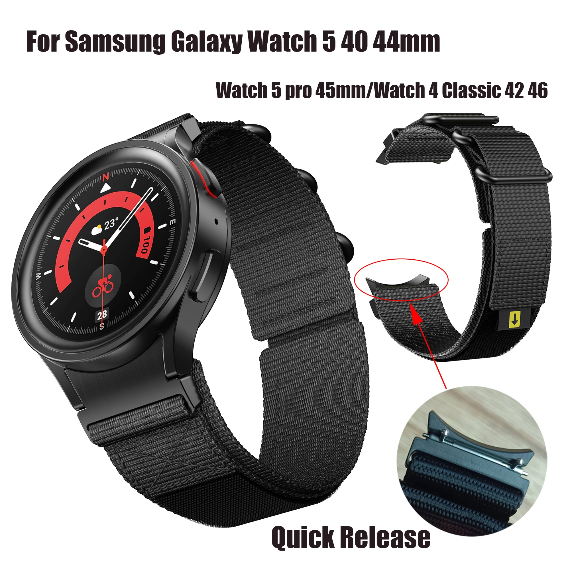 Galaxy Watch 544mm ANBEST Nylon Strap for Samsung Galaxy Watch 5 Pro Watchband for Galaxy Watch 5 40 44mm Watch 6 43 47 mmReplacement Wristband Galaxy Watch 544mm ANBEST Nylon Strap for Samsung Galaxy Watch 5 Pro Watchband for Galaxy Watch 5 40 44mm Watch 6 43 47 mmReplacement Wristband