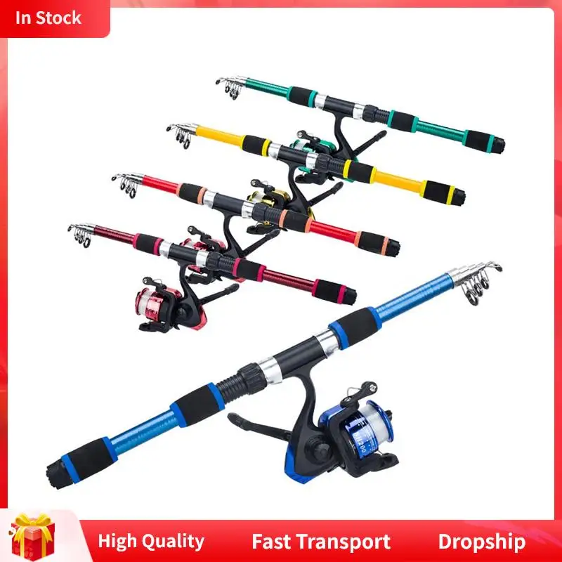 

Portable 1.8m Telescopic Fishing Rod 5.5:1 Gear Ratio Spinning Fishing Reel Set With Fishing Line Fishing Gear Dropship