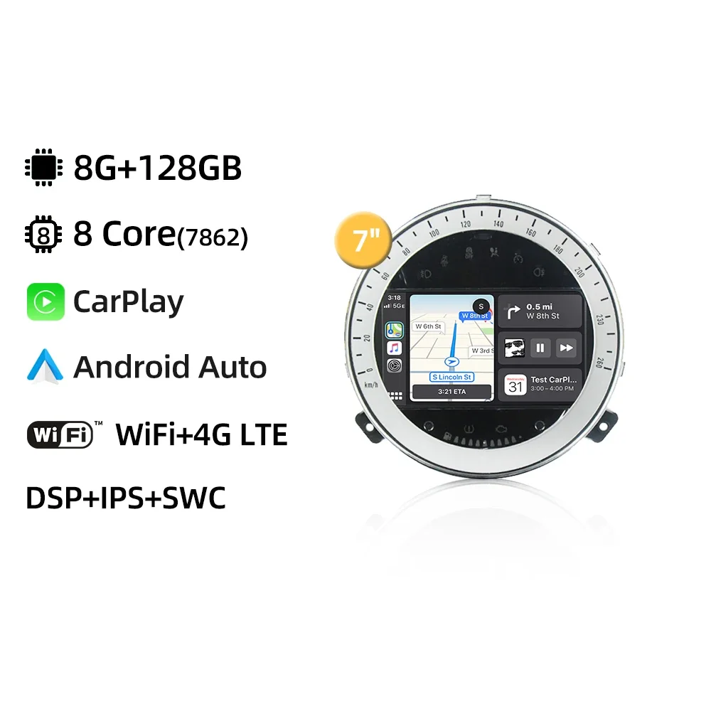 

12G 256G Android 13.0 Автомобильный мультимедийный плеер CarPlay GPS 4G WiFi DSP RDS Автомобильное радио для BMW Mini Cooper R56 R57 R58 R60 2007-2014