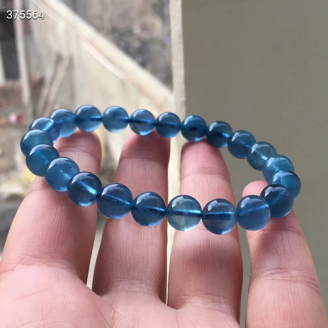 Купи Natural Dark Blue Aquamarine Clear Round Beads Bracelet 8.5mm Women Men Brazil Stretch Aquamarine Bracelet Jewelry AAAAA за 7,980 рублей в магазине AliExpress