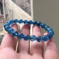 8 5mm natural dark blue aquamarine clear round beads bracelet women men brazil stretch aquamarine bracelet jewelry aaaaa