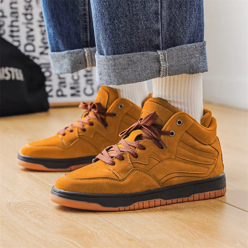 Brand Men's High Top Sneakers Thick Sole Non-slip Basketball Sports Tennis Shoes Breathable Casual Running Shoes Plus Size 48