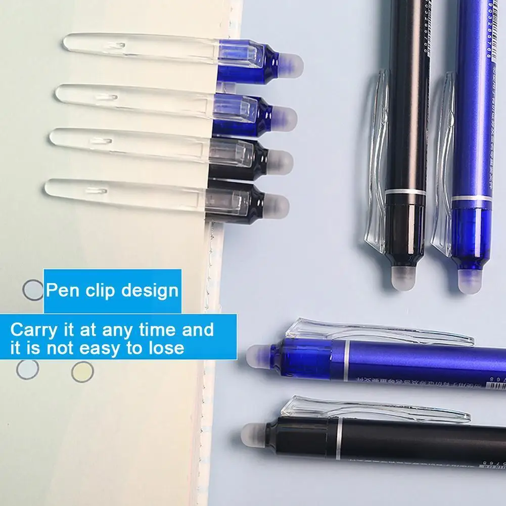 

15+1pcs/barrel Push-button Erasable Gel Refills 0.5mm Black Blue Magic Erasable Pen for Office School Writing Kawaii Statio H0I2