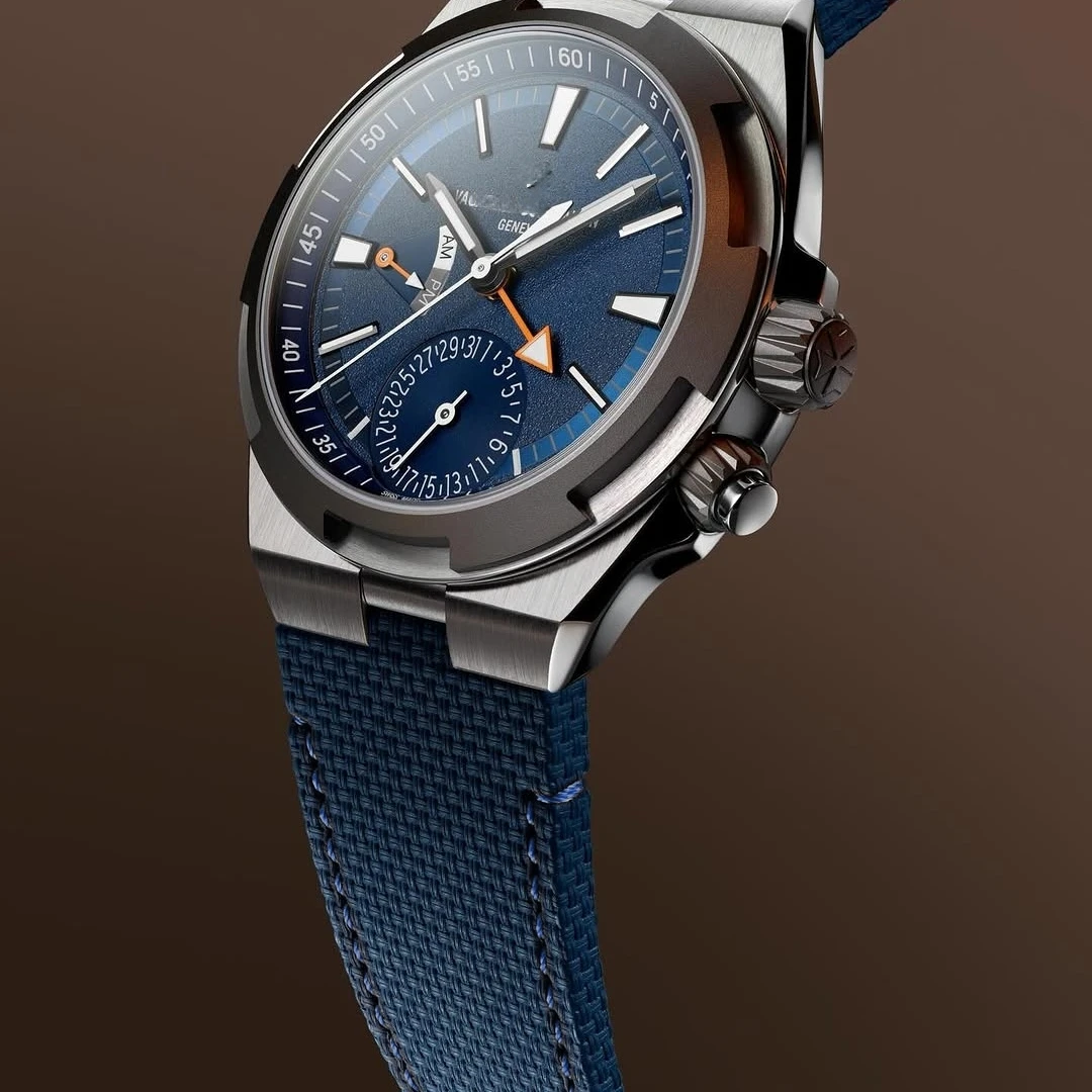 Фото Ремешок из парусины и каучука FKM для часов Vacheron Constantin Overseas 4500V 5500V 7900V, 24×7 мм, со стальными концевыми звеньями №1