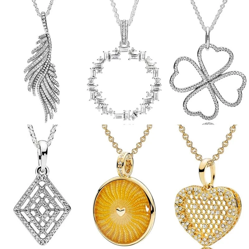 

Сверкающее ожерелье из серебра 925 пробы с искусственными перьями лепестками влюбленного сердца и клевером