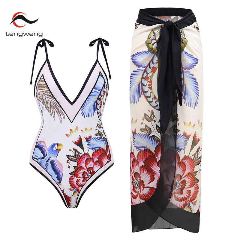 Tengweng сексуальный цельный купальник для женщин 2024 пляжный костюм отпуска юбка