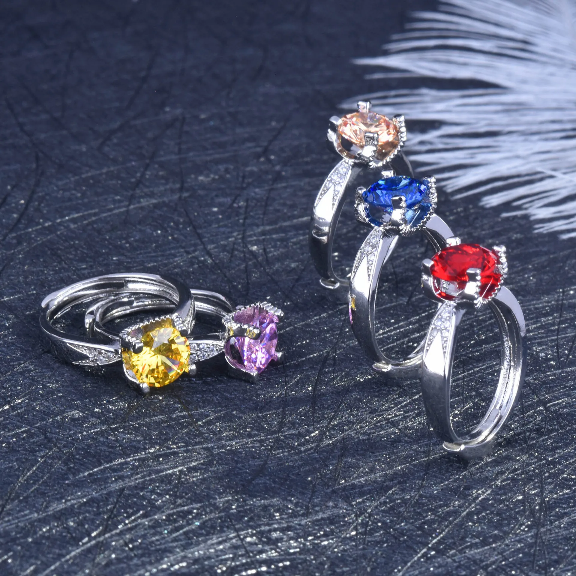 

925 Silver Classic Color Zircon Ring Color Moissanite 2 Carat High Carbon Diamond Ring Female Party Birthday Jewelry Gift