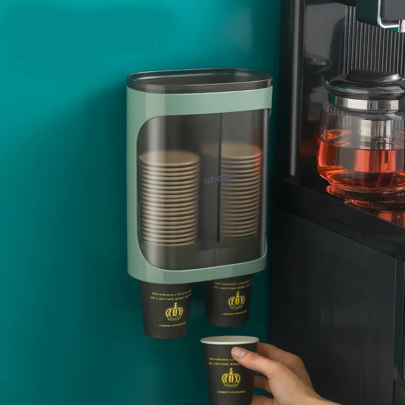 

Creative Disposable Cup Holder Traceless Wall Mounted Water Dispenser Dustproof Waterproof Paper Cup Holder with Cover