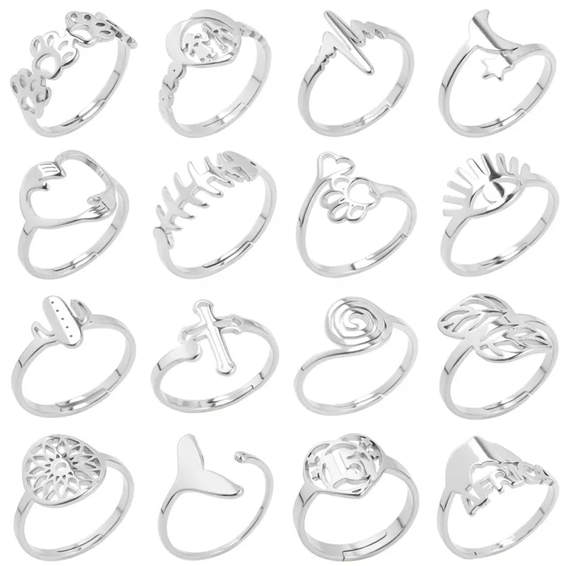 

Never Fade Heart Cross Map Of Africa Titanium Steel Jewelry Adjustable Ring For Women Men Accessories Open Vintage Rings Anillos