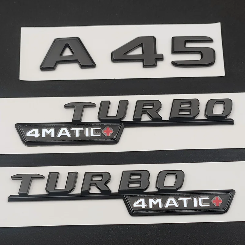 

3d ABS черные Автомобильные буквы багажника боковой значок Turbo 4matic эмблема наклейка для Mercedes A45 AMG W176 W177 Логотип Аксессуары