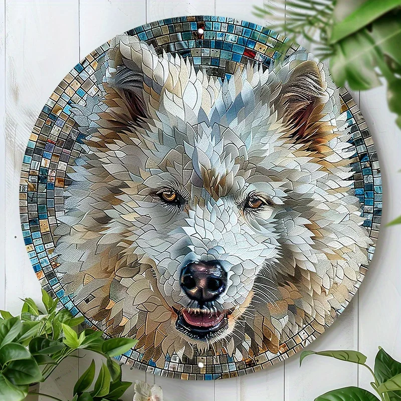 Самоид собака металлическая настенная табличка-круглый декор для сада спальни