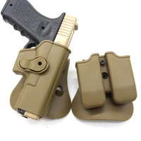 tactical gun holster airsoft hunting pistol holster belt waist holster 9mm double magazine pouch holder for glock 17 19