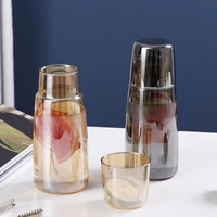 tea glass water bottle with glass cup set drinkware bedside carafe with tumbler glasses drinking pitcher for milk beverage