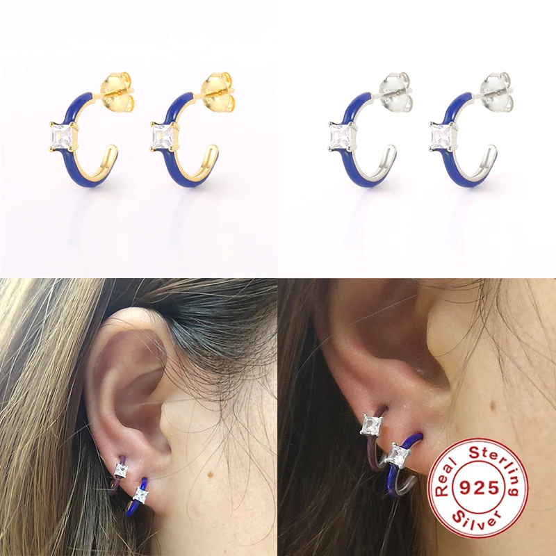 

Женские серьги-кольца из серебра 2021 пробы, с эмалью