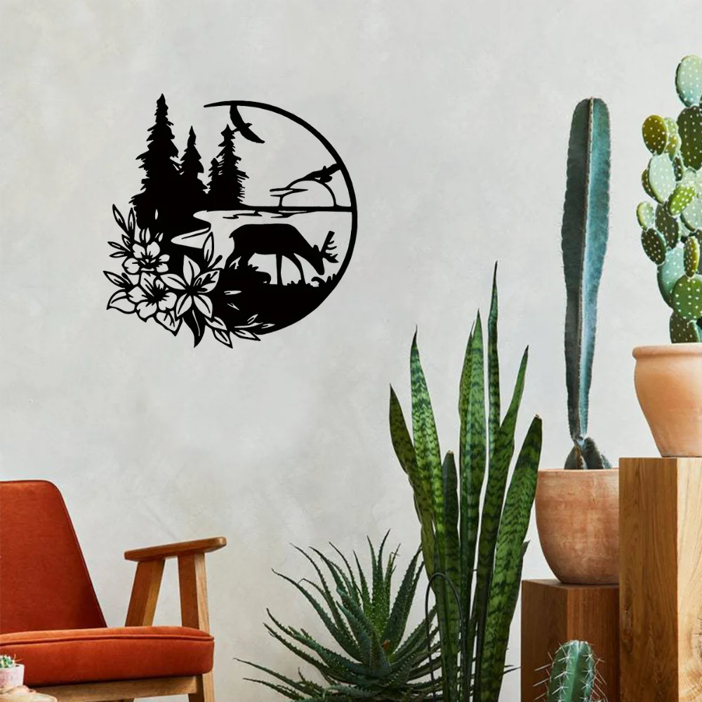 Современный Стиль Черный Олень Украшение На Стену Металлическое Настенное