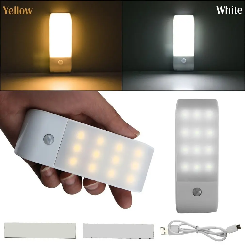 

Motion Sensor Light 12 LED Indoor Mini Rechargeable Night Lamps Cabinet Lights Magnetic Strip Bedroom Closet Lamp