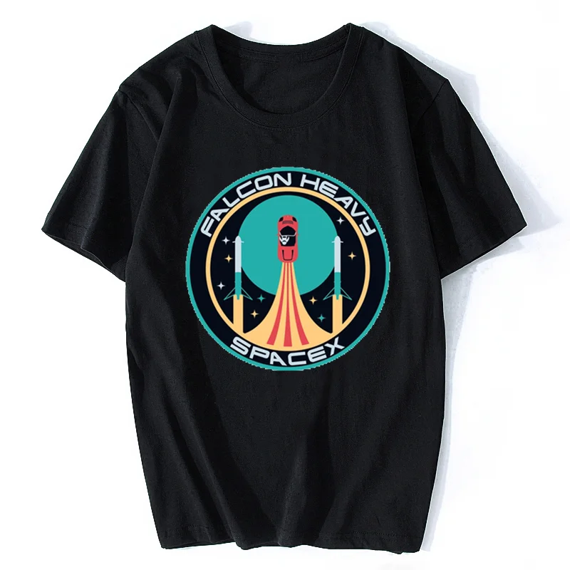 

Men T-shirt Euro Size Heavy Falcon Space X Patch T-Shirt Elon Musk Spacex Unisex T Shirt Unisex Cotton Tees Oversized Streetwear