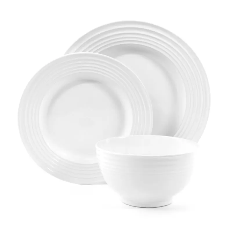 

Plaza Cafe 12 Pieces Stoneware Dinnerware White