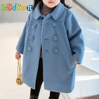 sodawn autumn winter warm woolen long coat thick kids girl coat infant children clothes for 3 7 years