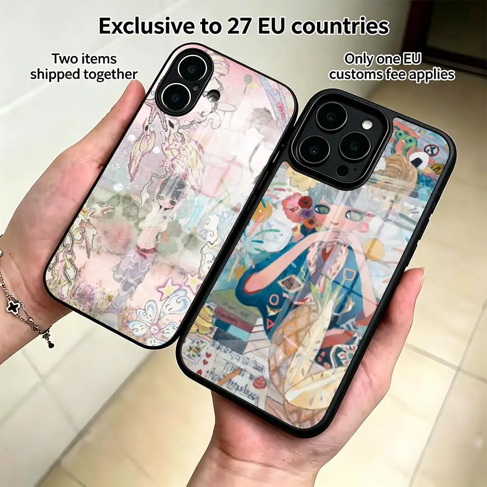 Фото Чехол Aya T-Takano для iPhone 17 Air 16 E 15 Plus Pro Max, стеклянная крышка-рамка, жесткий корпус №4