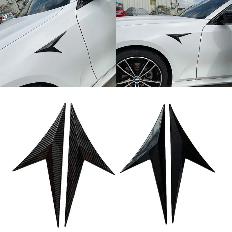 

2pcs Universal Car Side Body Fender Door Decor Blade Flank Wing Emblem Badge Sticker Cover Trim Styling Decoration