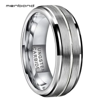 men tungsten wedding ring women wedding band with bevel edges and groove band 6mm 8mm comfort fit