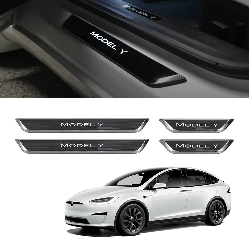 

Door Sill Protector LED Light for Tesla Model Y 20-23 Front/Rear Door sill Magnetically Controlled Illuminated Door Edge Guards