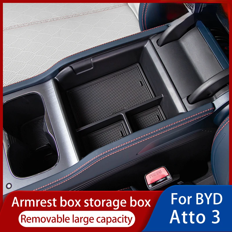 

For BYD Atto 3 2023 2022 EV Flocking Storage Box Central Armost YUAN Plus Storage Box Atto3 Organizer Tray