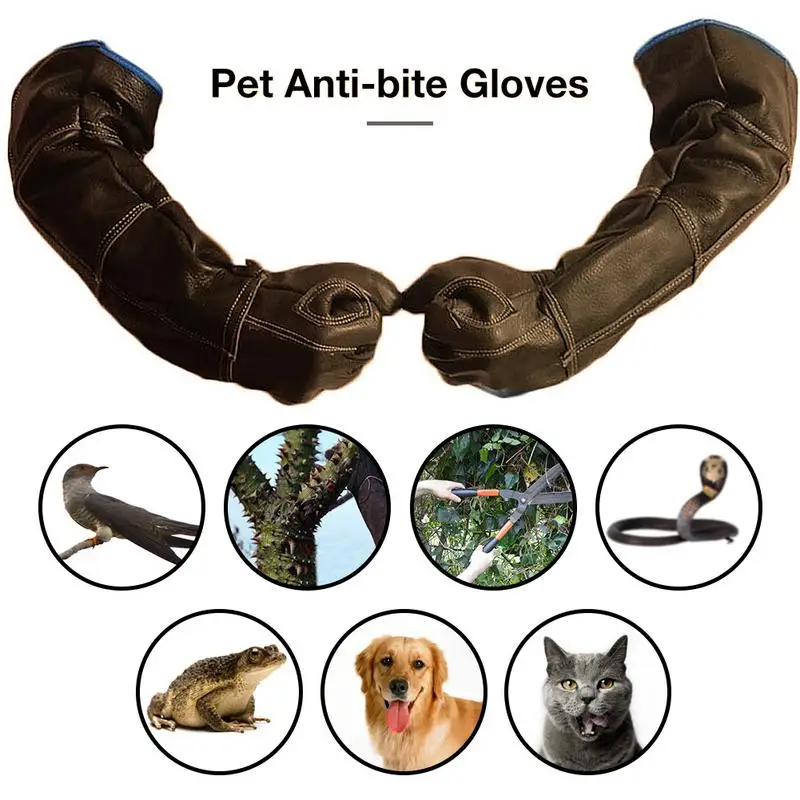 

Upgraded Pet Gloves Beauty DOG CAT Bath Gloves Strengthen Leather Thickened Cowhide Bite-proof Gloves Anti-dog Pet Gardening