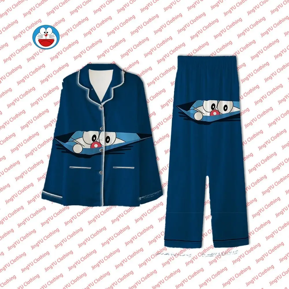 

Doraemon Cute Pajamas Autumn and Winter Pocket Shirt Pajamas Women's Pajamas Women's One-Piece Cartoon Home Clothes