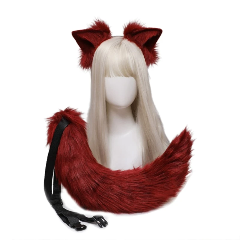 

Lolita Plush Hair Hoop Animal Ears Headwear Tail Set Furry Hairband Cute Headpiece Anime Fancy Dress Cosplay Drop Shipping