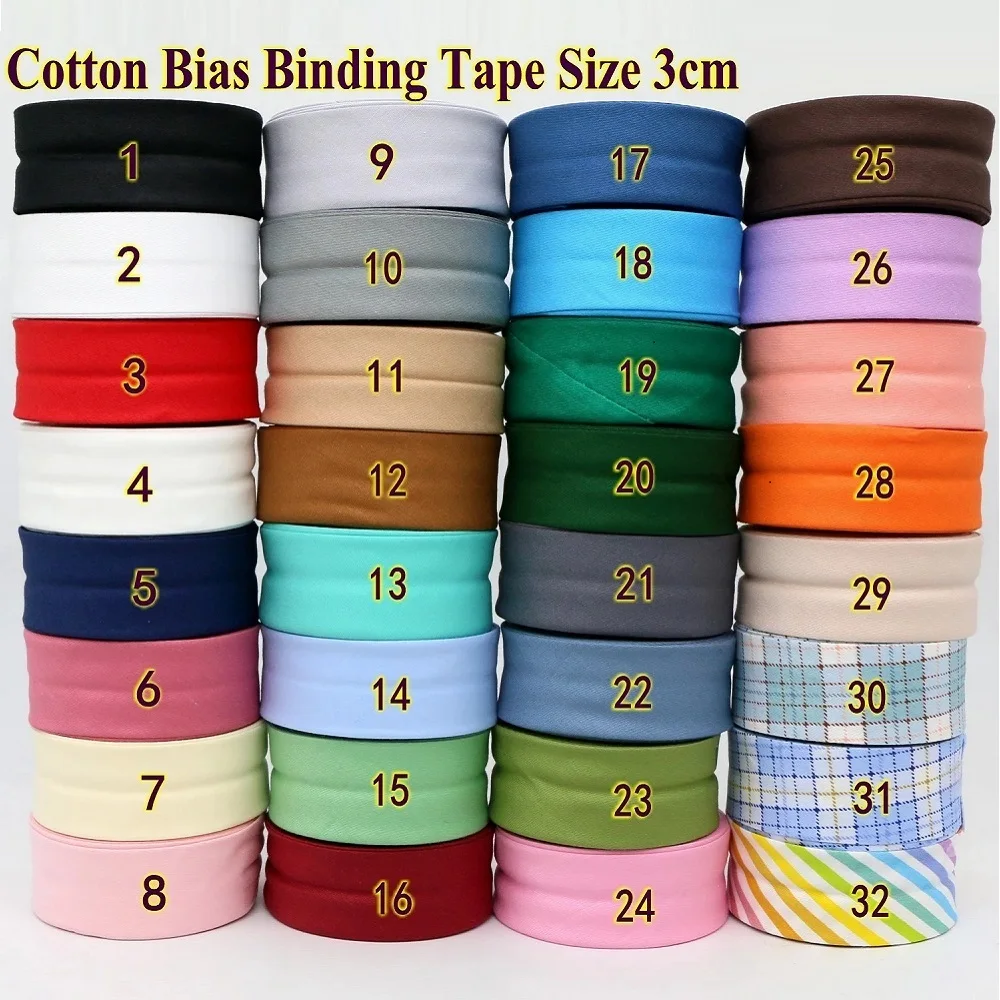 

Cotton Bias Binding Tape Size 3cm *5meter solid color DIY handmade sewing material Cloth Bias Tape