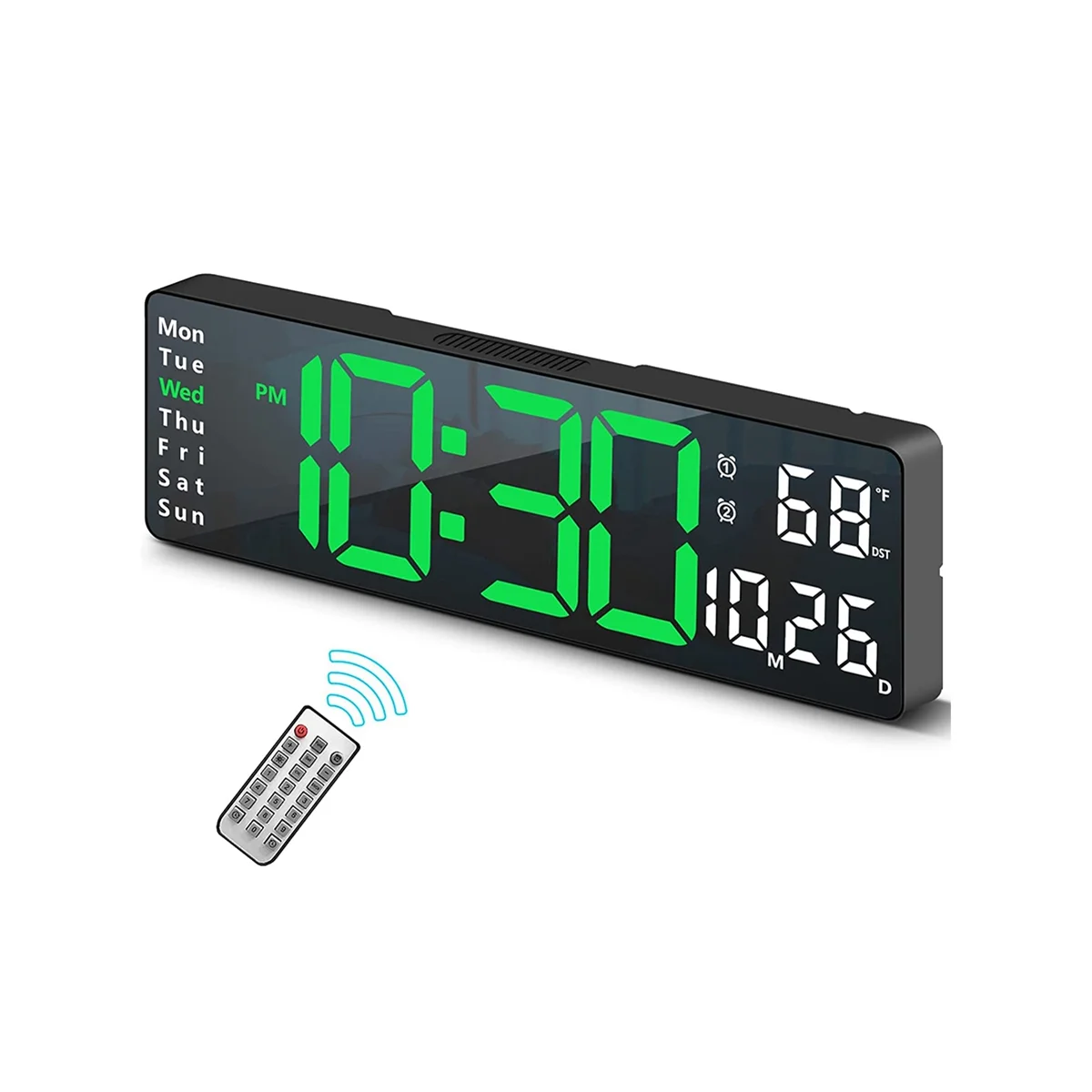 

13Inch Display LED Digital Wall Clock Remote Control Table Alarm Clock Date Week Timer Automatic Dimmer Clock-A