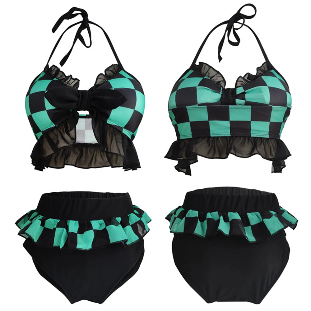 

Убийца демонов. Купальник-бикини Kamado Tanjirou летний купальник анимэ Косплей