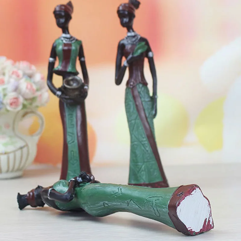 

/Set Home Art Craft Gift African Woman Sculpture Girl Resin Lady Figurine Statue Decoration Collection Home Decor