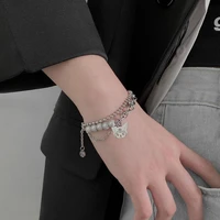 sanrio kuromi kawaii summer new couple metal bracelet ins cute cartoon double layer bracelet girl bracelet good friend gift
