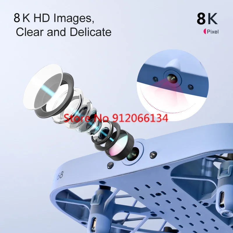 Фото Дрон H107 MiNi с интеллектуальным зависанием, Wi-Fi FPV, камерой 8K и обзором 360° °   Квадрокоптер с режимом Tumble и защитной сеткой, полностью закрытый, с функцией Headless Mode №2