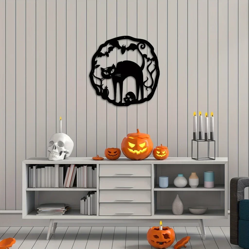 Современный страшный настенный знак для дома и улицы венок с изображением кошки