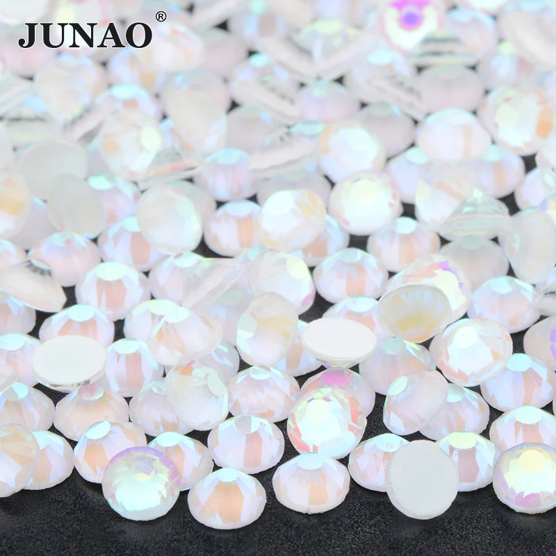 

JUNAO SS16 SS20 SS30 Mocca белые AB стеклянные драгоценные камни, круглые драгоценные камни без горячей фиксации, кристаллы, аппликация, украшение для дизайна ногтей