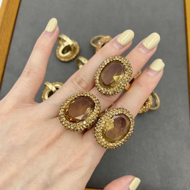 Sudan stone water aluminum color changing exquisite spot drill oval 15 * 20 preserving high-end fashion opening ring |