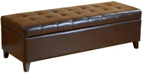 

Bonded Leather Ottoman Storage Bench, Brown, 51 by 19 by 16